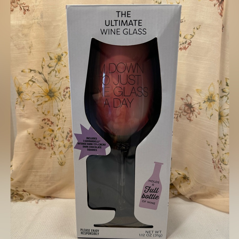 The Ultimate Wine Glass, New-Open Box Hold a Full Bottle of Wine